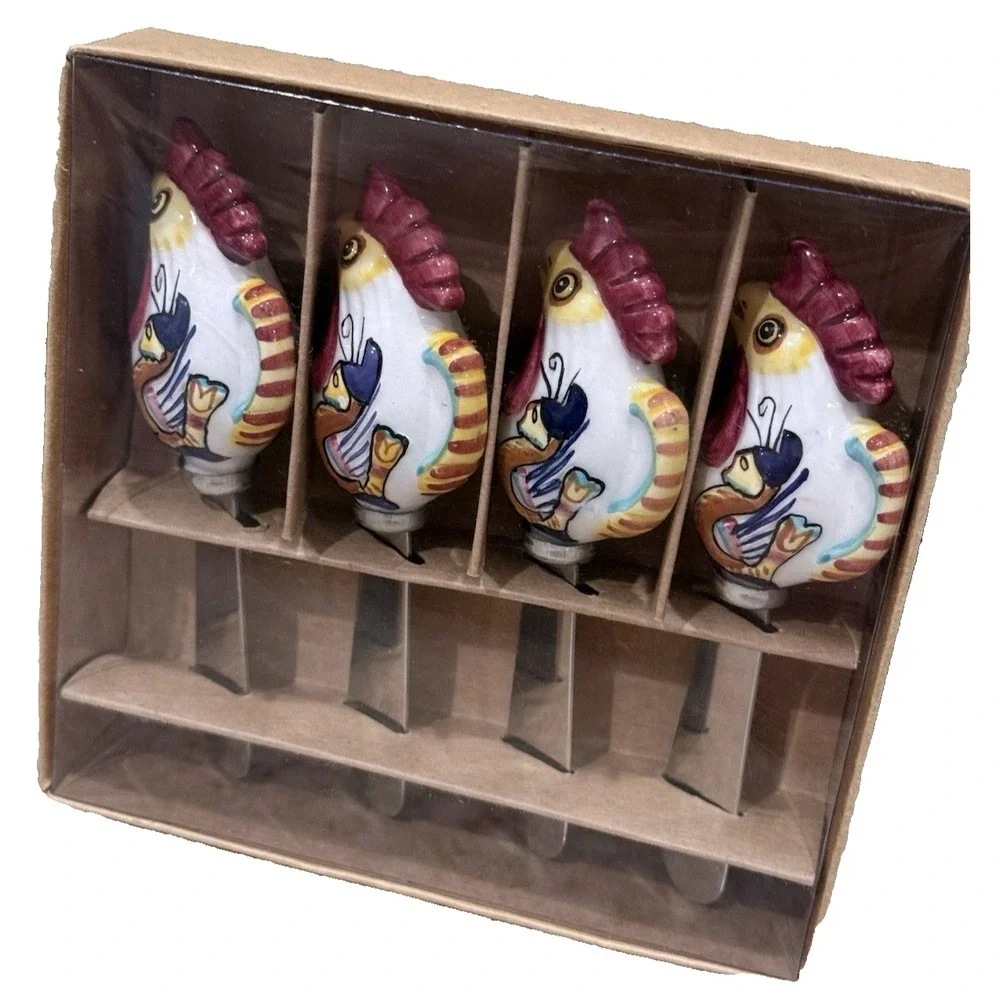 Cheese Spread Knife Chicken Rooster Farmhouse Set Of 4 NEW IN BOX